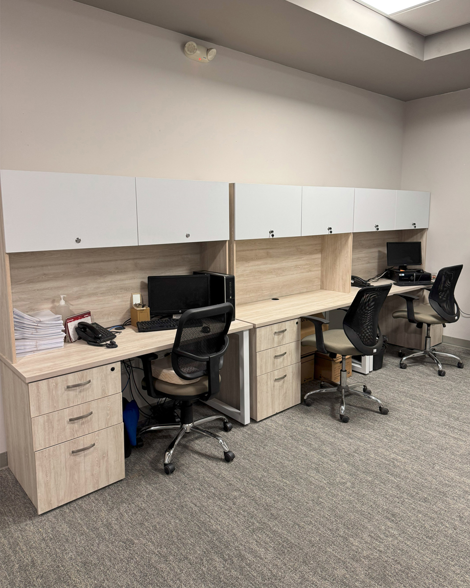 Instalación de módulo ejecutivos, escritorios sobre diseño y escritorios con libreros.