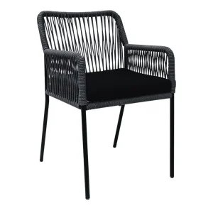 Chapala silla metal negro cuerda negra cojín loneta // Pedido especial