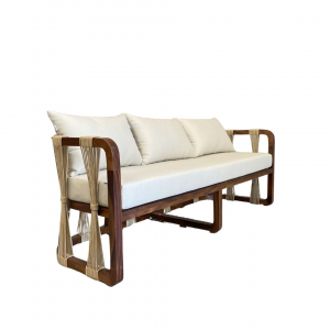 Majahuitas sofá de madera de parota cojinería curri