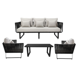 Vallarta sala 3+1+1+ mesa acero galvanizado cuerda textilene y loneta // Exterior 100%