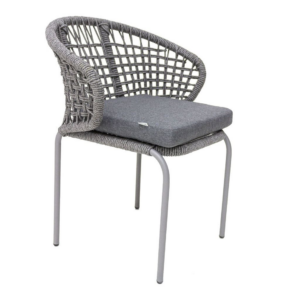 Chamela silla acero galvanizado gris, textilene gris y loneta // Exterior 100%