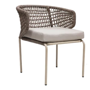 Chamela silla metal beige cuerda nylon beige cojín loneta antidecoloración // Exterior techado