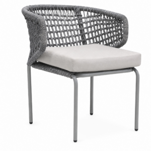 Chamela silla metal gris cuerda gris jaspeado cojín // Exterior techado