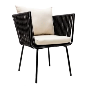Chetumal silla acero galvanizado negro textilene negro cojinería en tela loneta  // Exterior 100%