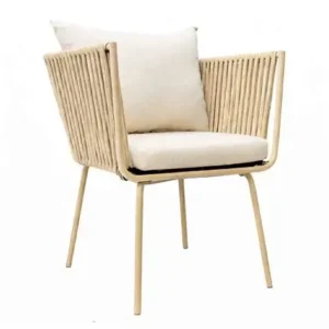 Chetumal silla metal beige cuerda beige cojinería en tela loneta antidecoloración // Exterior techado