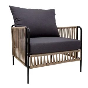 Chetumal sillón acero galvanizado negro textilene beige y loneta // Exterior 100%