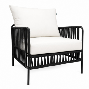 Chetumal sillón acero galvanizado negro textilene negro y loneta // Exterior 100%