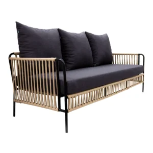 Chetumal sofá acero galvanizado negro, textilene beige y loneta // Exterior 100%