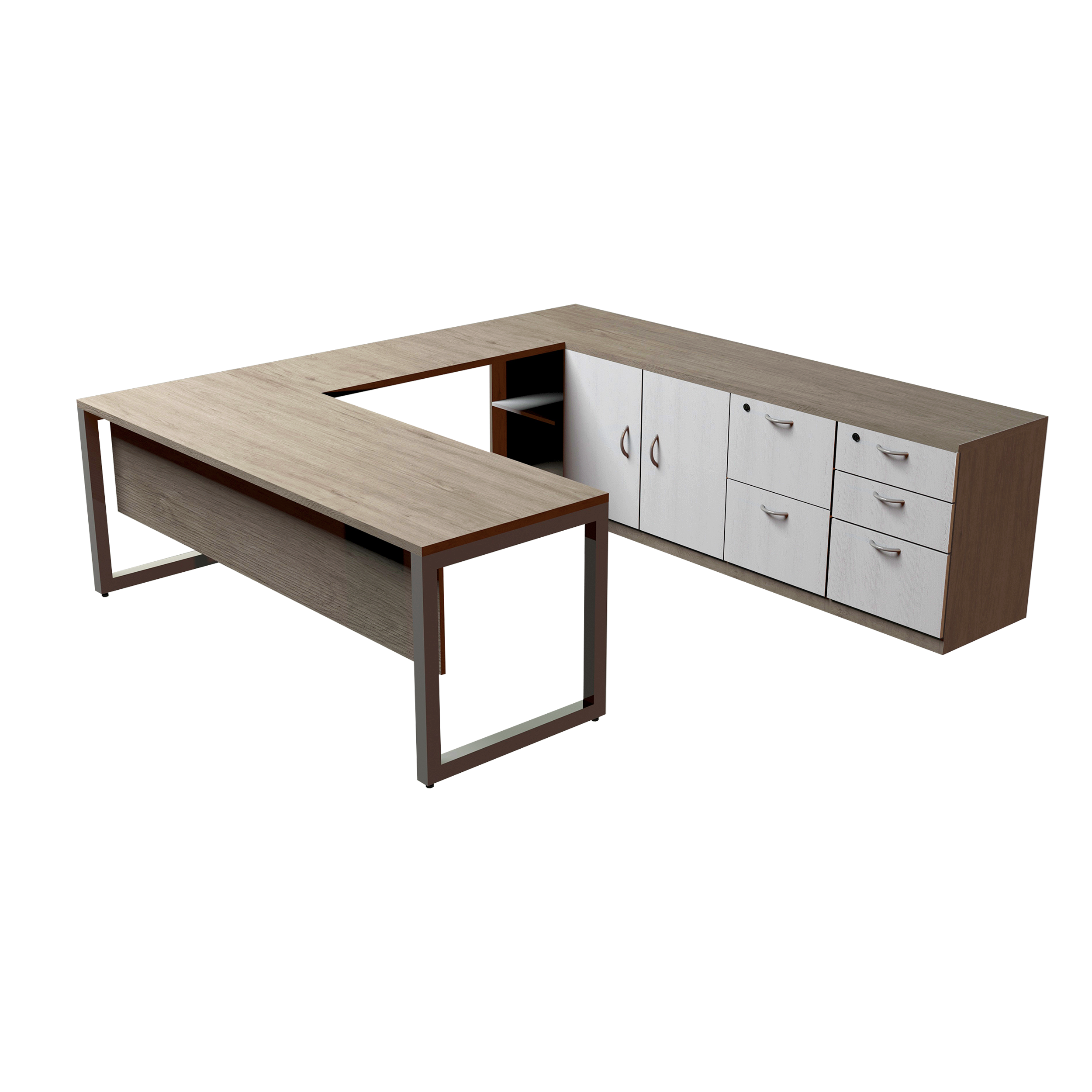 ESC EN U metalica quadro CON CREDENZA