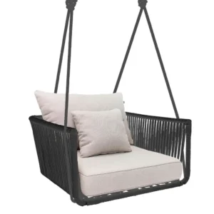 Vallarta columpio sillón acero galvanizado negro y textilene negro loneta // Exterior 100%