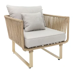 Vallarta sillon metal beige cuerda beige cojinería en tela loneta // Exterior techado