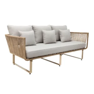 Vallarta sofá acero galvanizado beige, textilene beige y loneta // Exterior 100%