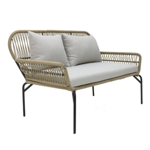 Zapotlán love seat metal negro cuerda beige tela loneta antidecoloración // Exterior techado